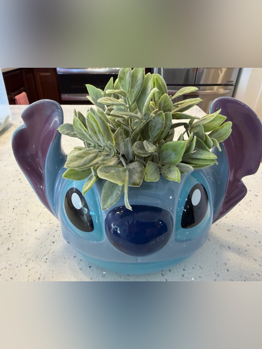 Disney Stitch Large Ceramic Planter Flowerpot and fake plant Brand New